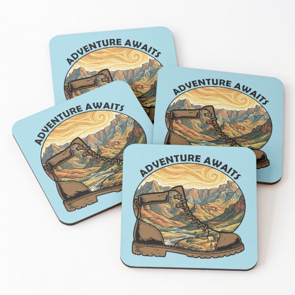 Item preview, Adventure Awaits Hiking Boot Mountain Landscape designed and sold by d247.
