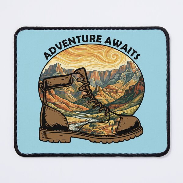 Item preview, Adventure Awaits Hiking Boot Mountain Landscape designed and sold by d247.