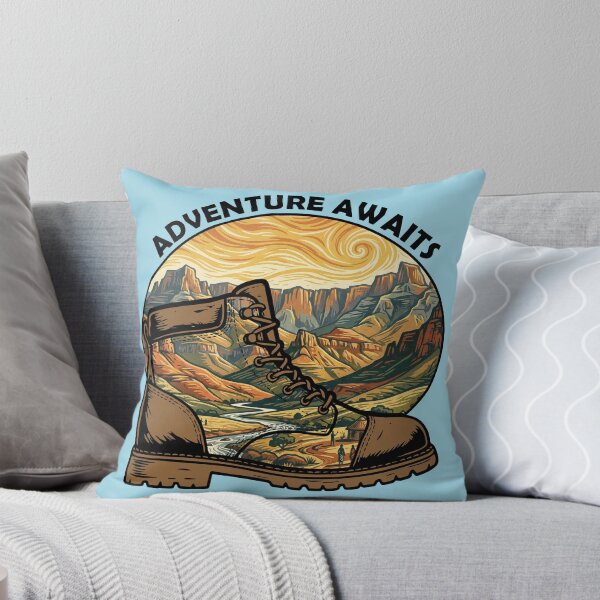 Item preview, Adventure Awaits Hiking Boot Mountain Landscape designed and sold by d247.