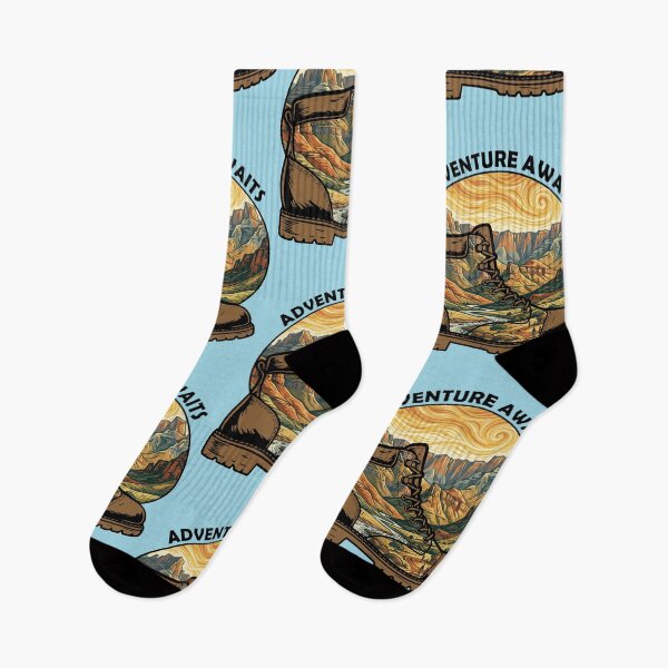 Item preview, Adventure Awaits Hiking Boot Mountain Landscape designed and sold by d247.