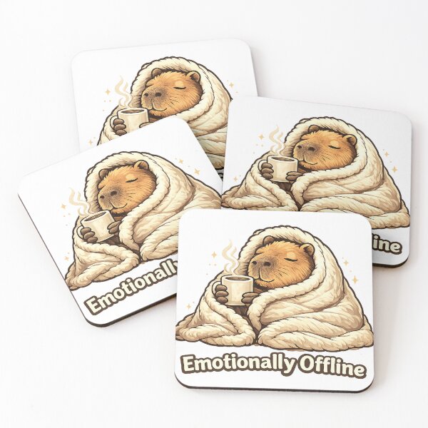 Item preview, Emotionally Offline Capybara – Cozy Introvert Coffee Lover Sticker & T-Shirt designed and sold by Ermicioi.