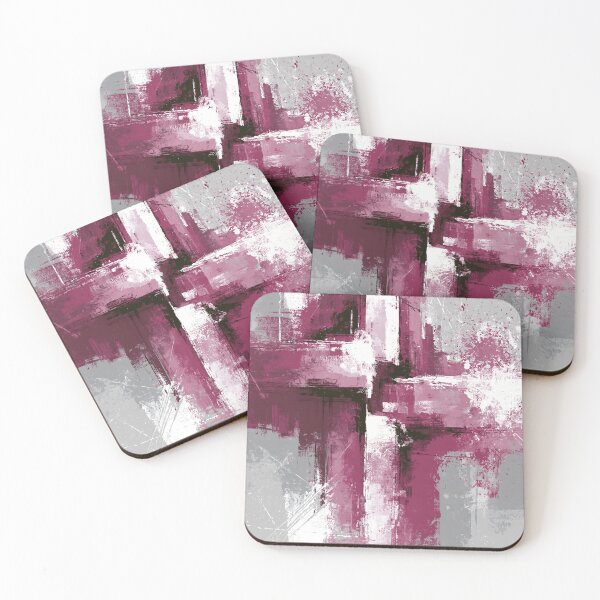 Item preview, Magenta Gray Geometric Abstract Expressionism - Textured Red Palette No.18 designed and sold by SlowRegardArt.