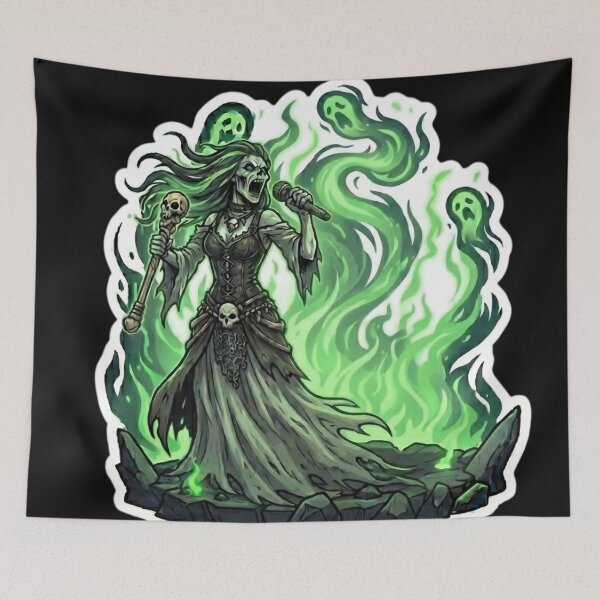 Item preview, Heavy Metal Banshee Necromancer Zombie Female Singer Sticker designed and sold by DarkOriginArts.