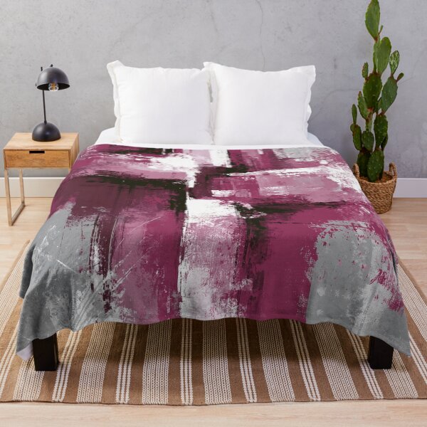 Item preview, Magenta Gray Geometric Abstract Expressionism - Textured Red Palette No.18 designed and sold by SlowRegardArt.