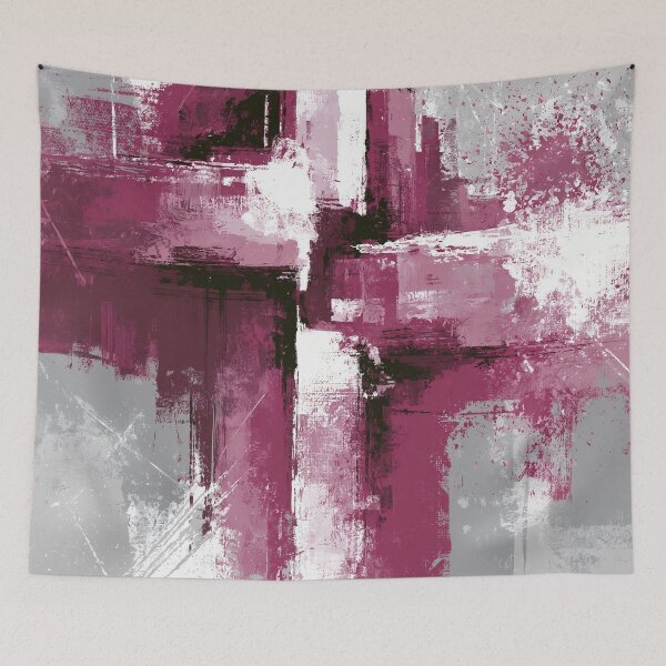Item preview, Magenta Gray Geometric Abstract Expressionism - Textured Red Palette No.18 designed and sold by SlowRegardArt.