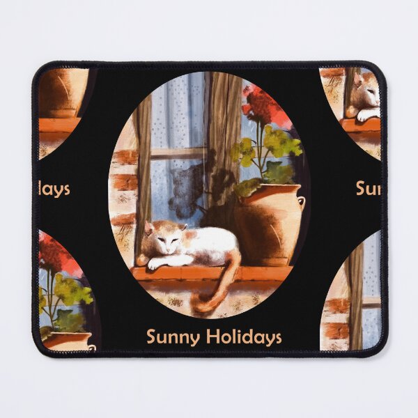 Item preview, Sunny Holidays - Painterly Sleeping Cat on a Summer Windowsill designed and sold by Tokraz-art.