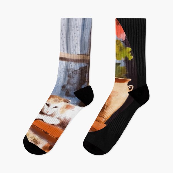 Item preview, Sunny Holidays - Painterly Sleeping Cat on a Summer Windowsill  designed and sold by Tokraz-art.