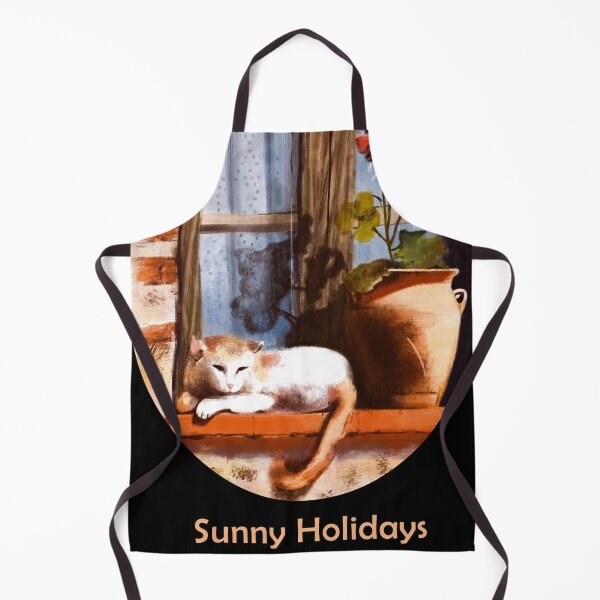 Item preview, Sunny Holidays - Painterly Sleeping Cat on a Summer Windowsill designed and sold by Tokraz-art.