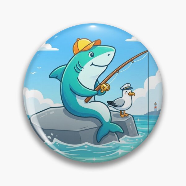 Item preview, Fishing Shark and Seagull – Whimsical Ocean Design designed and sold by Dogandesighn.