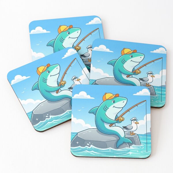 Item preview, Fishing Shark and Seagull – Whimsical Ocean Design designed and sold by Dogandesighn.