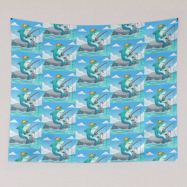 Item preview, Fishing Shark and Seagull – Whimsical Ocean Design designed and sold by Dogandesighn.
