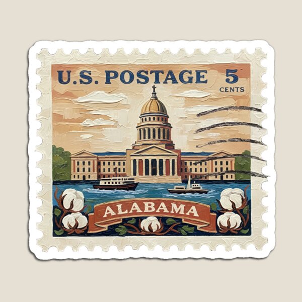 Item preview, Alabama US Postage Stamp Palette Knife Painting State Art designed and sold by GymTanLaundry.