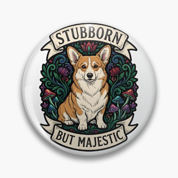 Item preview, Majestic Pembroke Welsh Corgi Floral Botanical Portrait designed and sold by EKHOAISTORE.