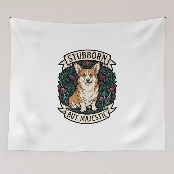 Item preview, Majestic Pembroke Welsh Corgi Floral Botanical Portrait designed and sold by EKHOAISTORE.