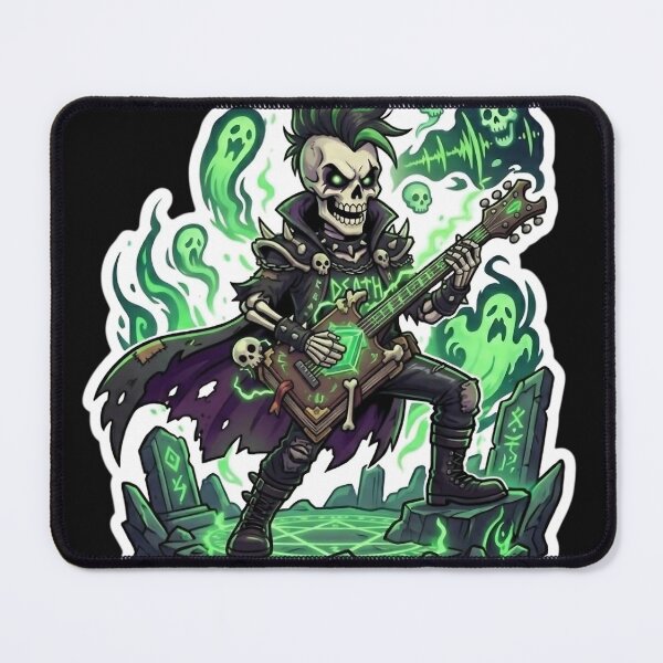 Item preview, Heavy Metal Skeleton Guitarist Punk Mohawk Necromancer Sticker designed and sold by DarkOriginArts.