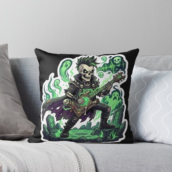Item preview, Heavy Metal Skeleton Guitarist Punk Mohawk Necromancer Sticker designed and sold by DarkOriginArts.