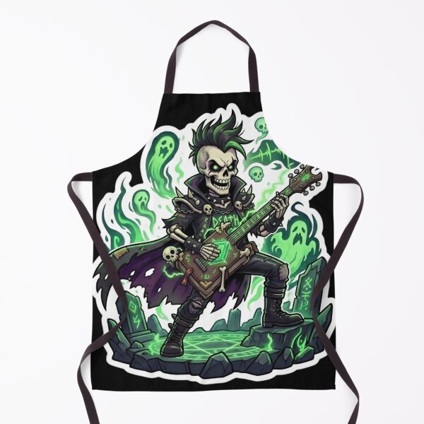Item preview, Heavy Metal Skeleton Guitarist Punk Mohawk Necromancer Sticker designed and sold by DarkOriginArts.