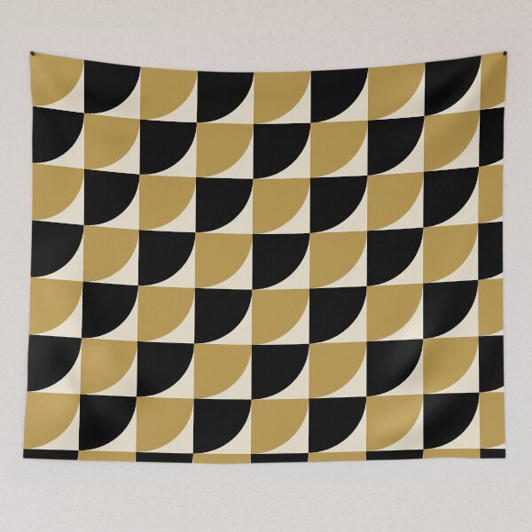 Item preview, Art Deco Quarter Circle Pattern | Gold Black Tile Seamless Geometric Luxe designed and sold by Dino-Lune.