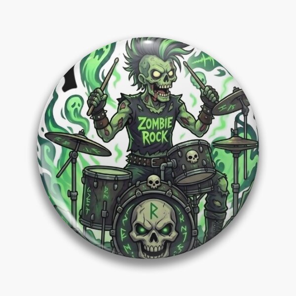 Item preview, Heavy Metal Zombie Drummer Punk Mohawk Skeleton Rock Rockstar Sticker designed and sold by DarkOriginArts.