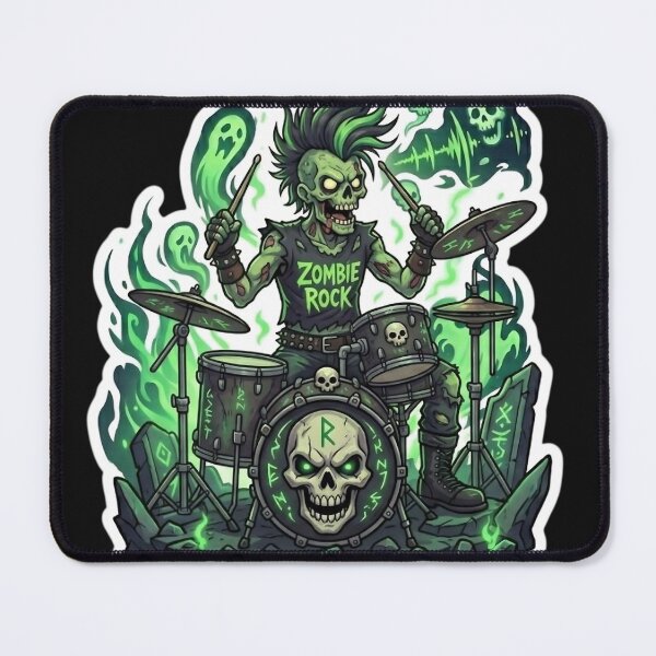 Item preview, Heavy Metal Zombie Drummer Punk Mohawk Skeleton Rock Rockstar Sticker designed and sold by DarkOriginArts.