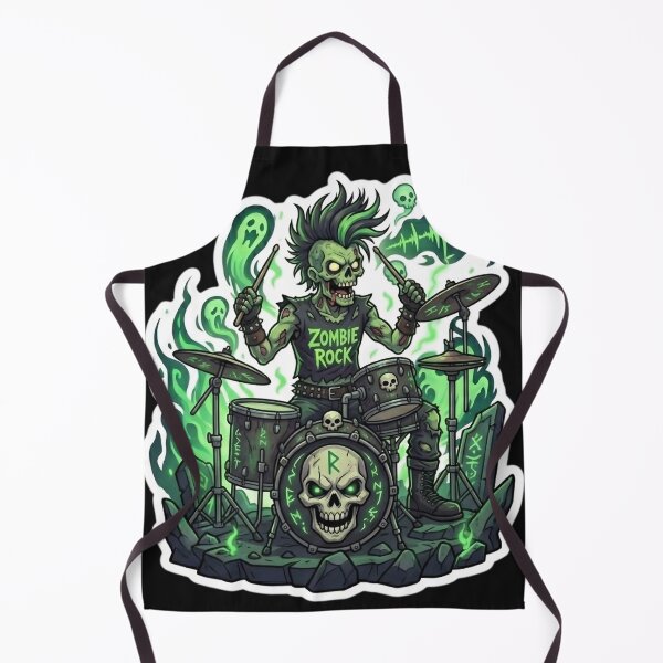 Item preview, Heavy Metal Zombie Drummer Punk Mohawk Skeleton Rock Rockstar Sticker designed and sold by DarkOriginArts.