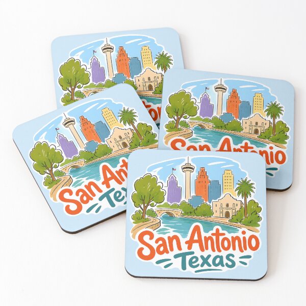 Item preview, San Antonio Texas Cute Skyline Colorful Cityscape  designed and sold by HowToCanadian.