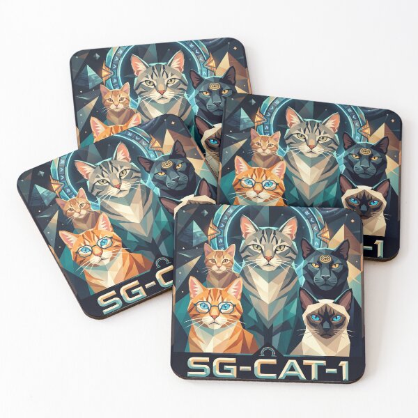Item preview, Stargate SG-1 Cats - Exploring the Galactic Frontier (Low Poly) | Geometric Cat Theme Art designed and sold by TheCoolCatsMx.