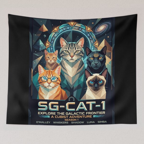 Item preview, Stargate SG-1 Cats - Exploring the Galactic Frontier (Low Poly) | Geometric Cat Theme Art designed and sold by TheCoolCatsMx.
