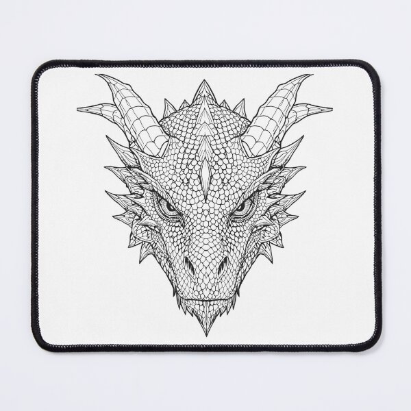 Item preview, White Dragon Head Intricate Lineart Ice Fantasy Tattoo designed and sold by DH-ArtLab.