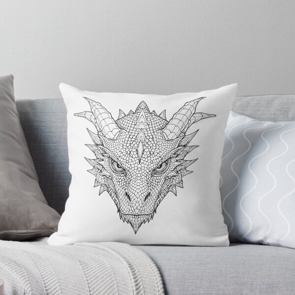 Item preview, White Dragon Head Intricate Lineart Ice Fantasy Tattoo designed and sold by DH-ArtLab.
