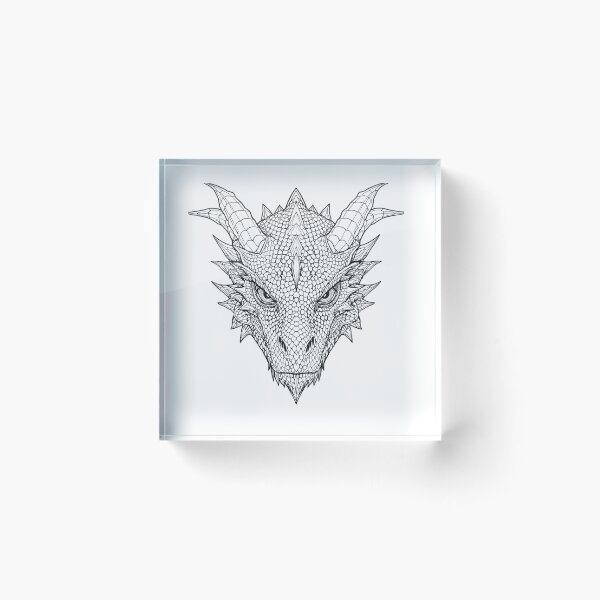 Item preview, White Dragon Head Intricate Lineart Ice Fantasy Tattoo designed and sold by DH-ArtLab.