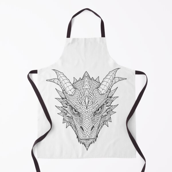 Item preview, White Dragon Head Intricate Lineart Ice Fantasy Tattoo designed and sold by DH-ArtLab.