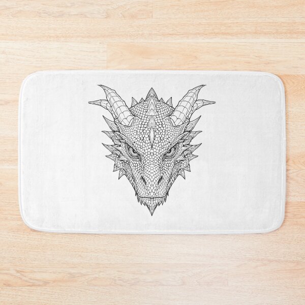 Item preview, White Dragon Head Intricate Lineart Ice Fantasy Tattoo designed and sold by DH-ArtLab.