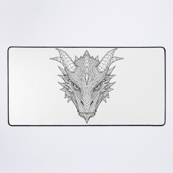 Item preview, White Dragon Head Intricate Lineart Ice Fantasy Tattoo designed and sold by DH-ArtLab.