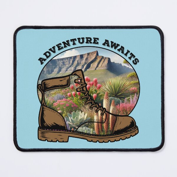 Item preview, Adventure Awaits Hiking Boot Mountain Landscape designed and sold by d247.