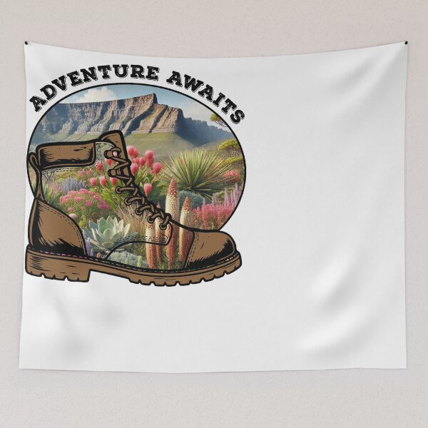 Item preview, Adventure Awaits Hiking Boot Mountain Landscape designed and sold by d247.