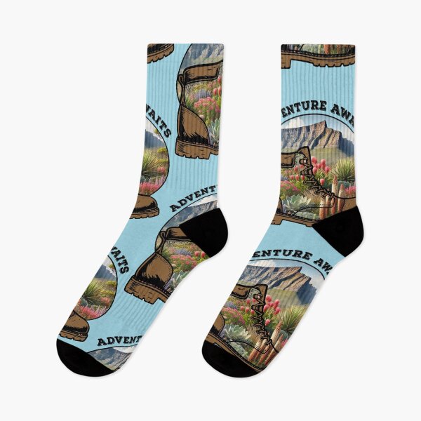 Item preview, Adventure Awaits Hiking Boot Mountain Landscape designed and sold by d247.