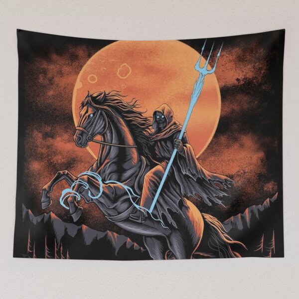 Item preview, Grim Reaper Horseman Under Blood Moon – Dark Fantasy Gothic Rider Art designed and sold by Bluebubbies.
