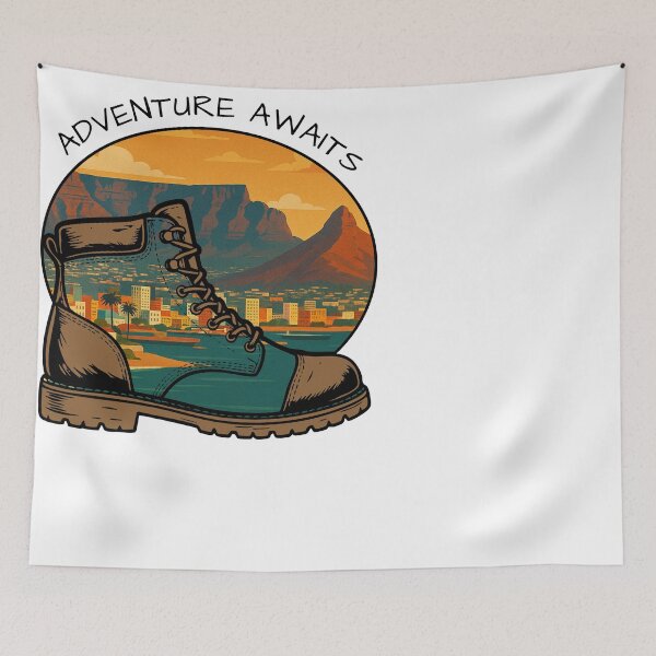 Item preview, Adventure Awaits Hiking Boot City Mountain Sunset designed and sold by d247.