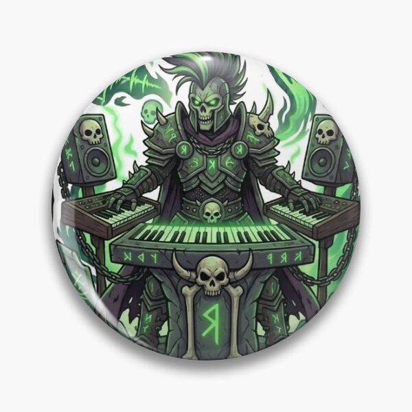 Item preview, Heavy Metal Skeleton Keyboardist Death Knight Lich Synth Sticker designed and sold by DarkOriginArts.