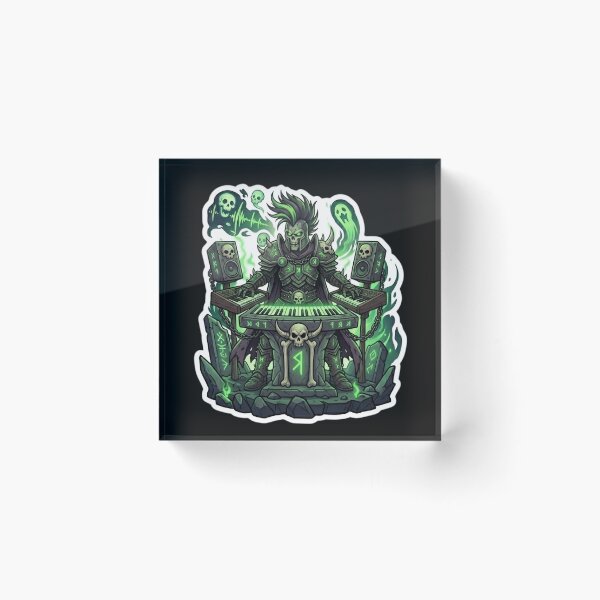 Item preview, Heavy Metal Skeleton Keyboardist Death Knight Lich Synth Sticker designed and sold by DarkOriginArts.
