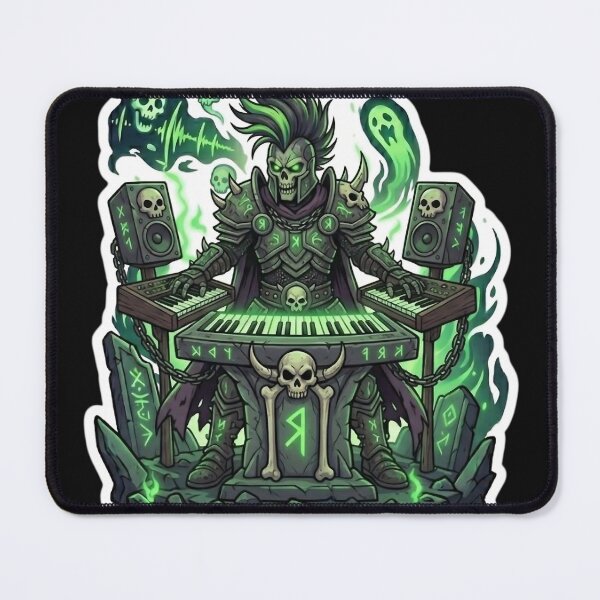 Item preview, Heavy Metal Skeleton Keyboardist Death Knight Lich Synth Sticker designed and sold by DarkOriginArts.