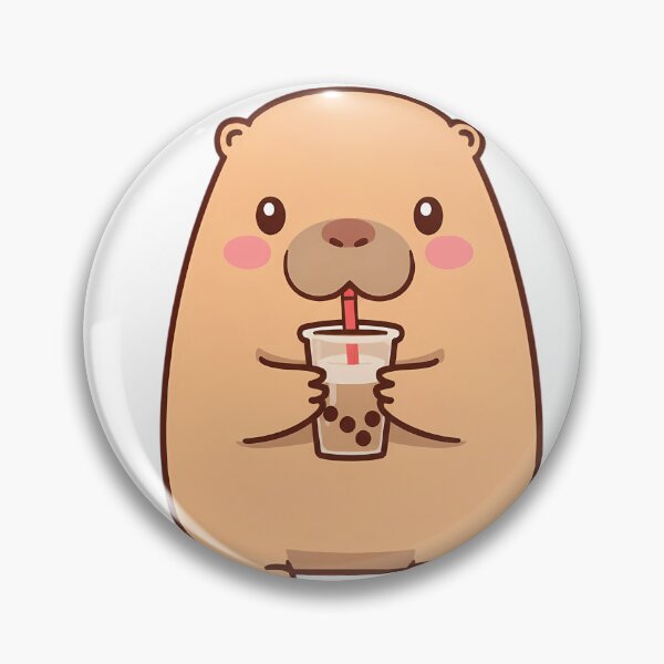 Item preview, Cute Kawaii Capybara Drinking Bubble Tea Illustration designed and sold by P4trick98.