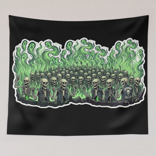 Item preview, Heavy Metal Skeleton Mosh Pit Crowd Ghost Gang Sticker designed and sold by DarkOriginArts.