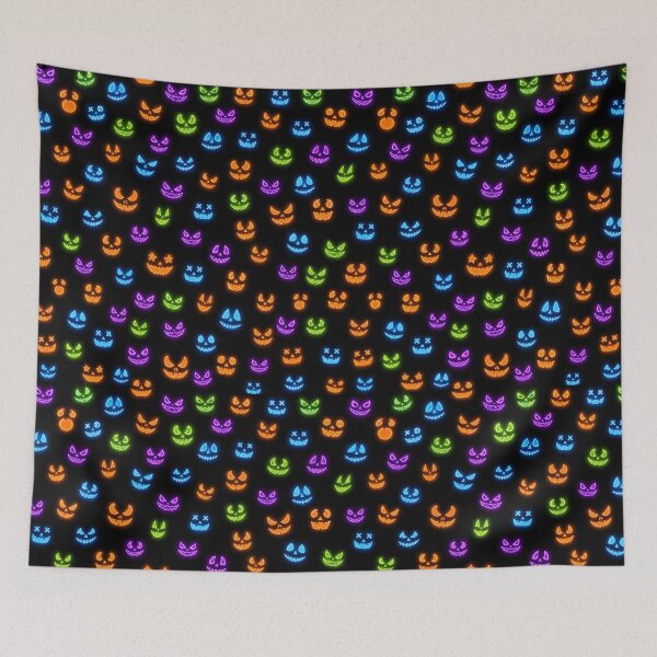 Item preview, Halloween Neon Pumpkin Faces designed and sold by SerenEcho.
