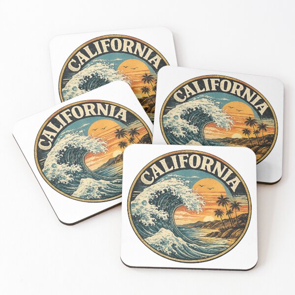 Item preview, California Retro Wave Sunset – Vintage Coastal Surf Art designed and sold by alw951.