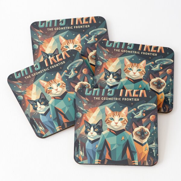 Item preview, Cats Trek | The Geometric Border - Bold Low Poly Space Cat Adventure Art designed and sold by TheCoolCatsMx.