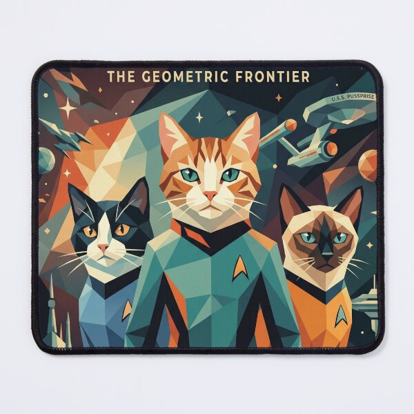 Item preview, Cats Trek | The Geometric Border - Bold Low Poly Space Cat Adventure Art designed and sold by TheCoolCatsMx.