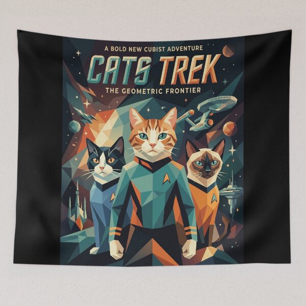 Item preview, Cats Trek | The Geometric Border - Bold Low Poly Space Cat Adventure Art designed and sold by TheCoolCatsMx.