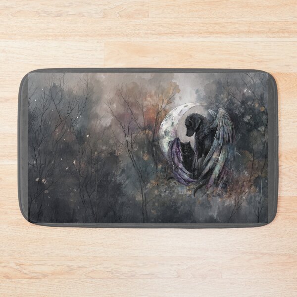 Item preview, Black Lab and Black Cat in the Rain with Wings designed and sold by TabbyCatXIII.